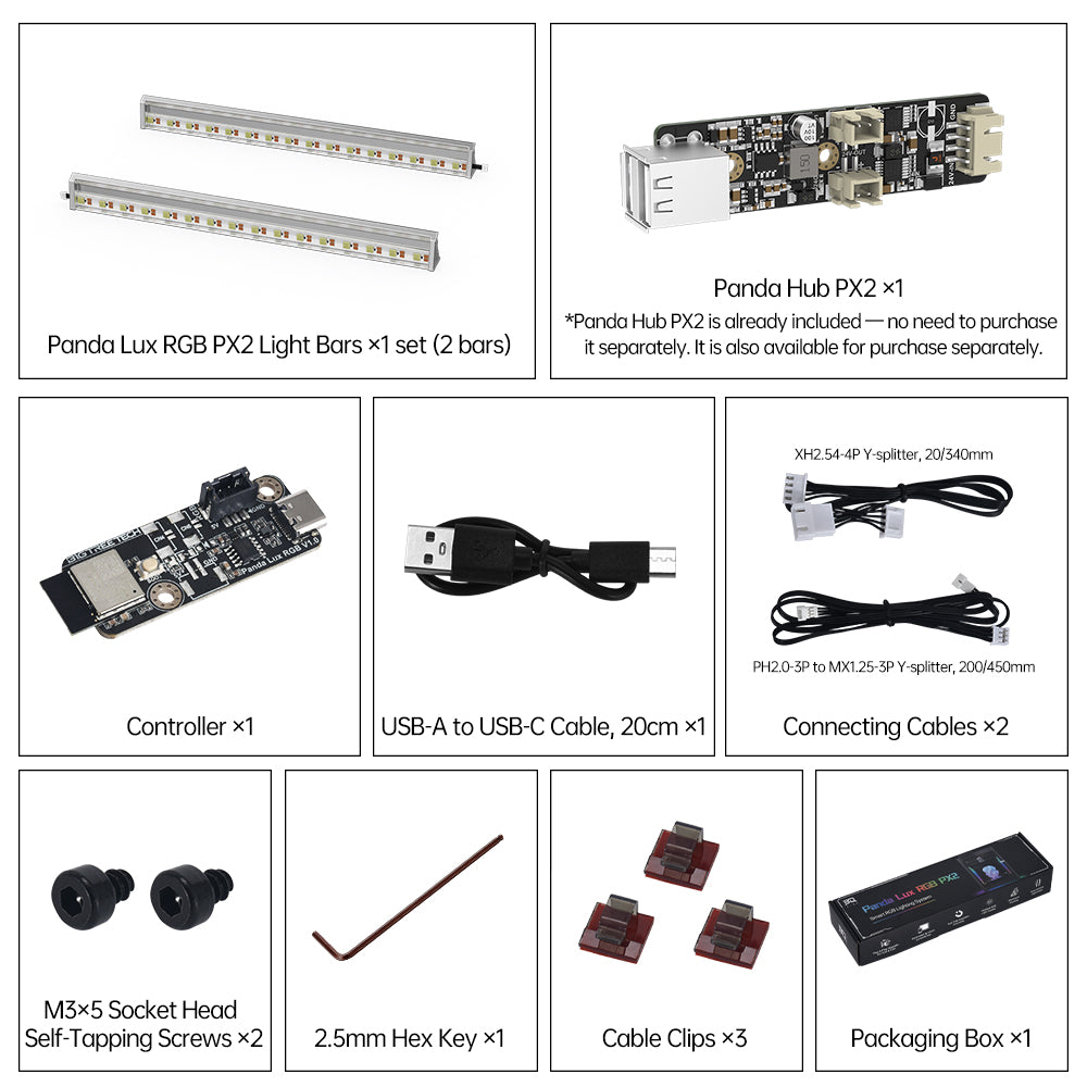BIQU Panda Lux RGB PX2 Dual RGBW Status Light Bars for Bambu Lab P2S/X ...