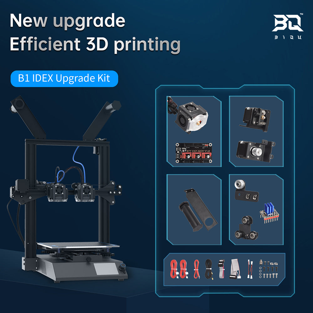 BIQU B1 IDEX Upgrade Kit 2 In 2 Out Zweifarbendruck FDM 3D-Druckerteile enthalten Motor-Extruder-Adapter-Kit für B1 3D-Drucker 