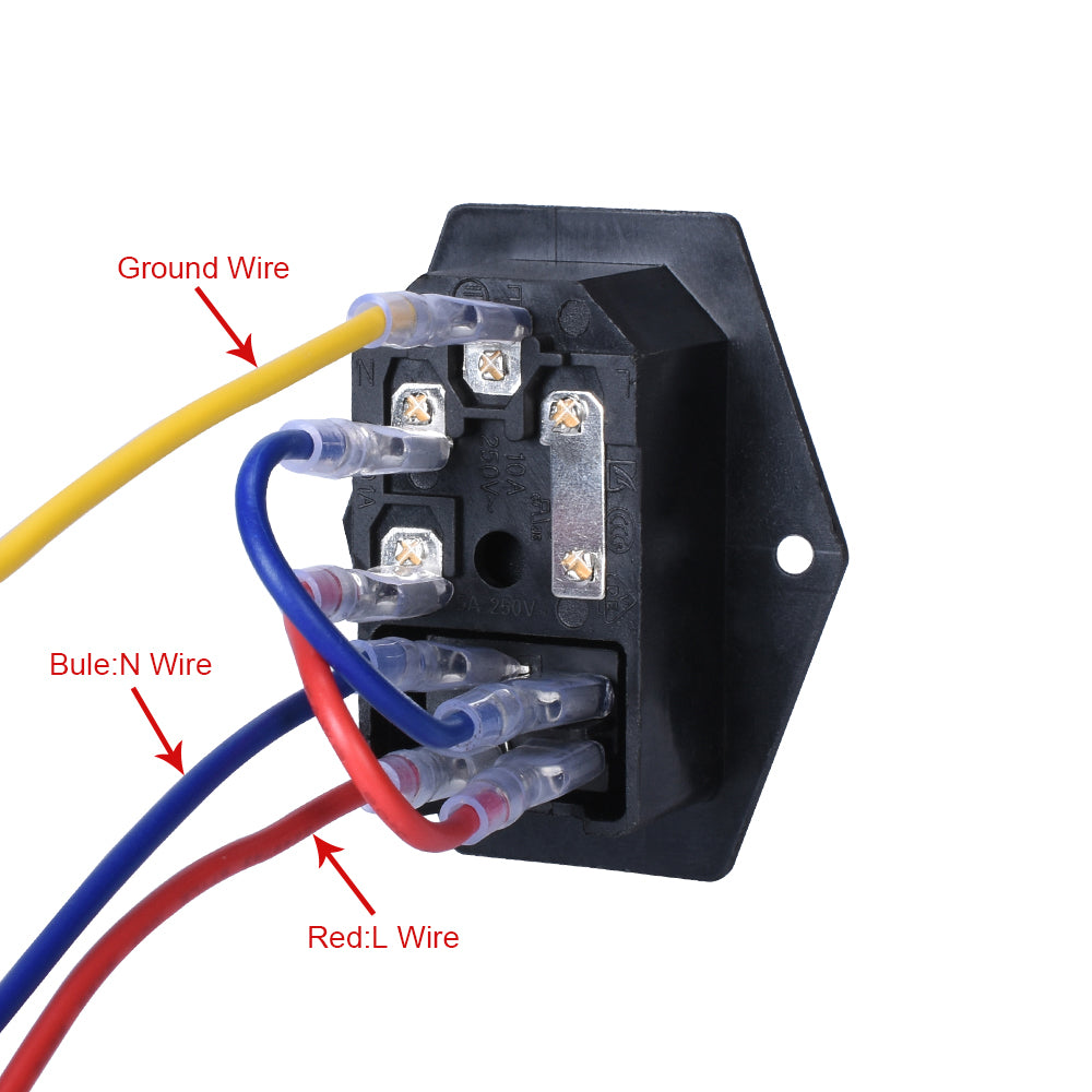 BIQU 15A 250V interruptor basculante toma de corriente módulo de entrada enchufe 5A interruptor de fusible con 5 uds cableado 16-14 AWG 3 pines IEC320 C14 